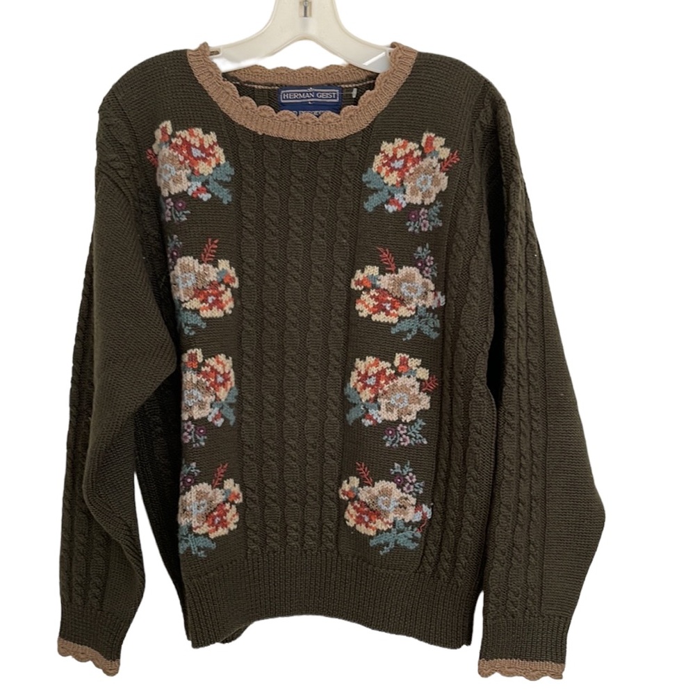 Vintage Herman Geist hand embroidered sweater